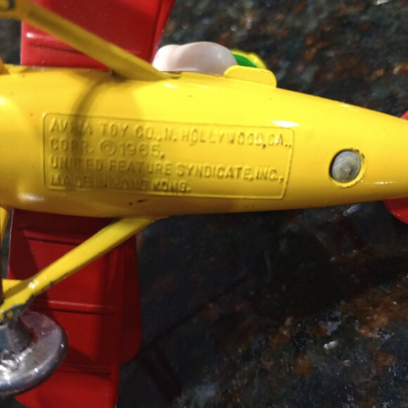 Metal Airplane Snoopy WWI Flying Ace Biplane Aviva Toy Co 1965 - Picture 6 of 7